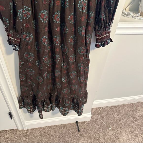 Sea New York Black Blue Embroidered Smocked Maxi Dress S/M - Picture 11 of 14
